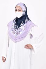Printed Malaysian Instant Hijab for Women | Floral Border Design | Ready to Wear Modest Fashion Headscarf | Elegant Muslimah Style for Daily, Festive & Occasion Use - Image 2