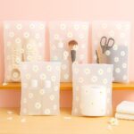 PulGos Pack of 5 Multipurpose Storage Bags – Frosted Semi-Transparent Travel Pouches with Daisy Print | Reusable Zip Bags for Toiletries, Makeup, Shoes & Gifting | Travel Packing Cubes - Image 2