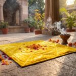 Pure Pooja Aasan Mat Puja Asan for Sitting Pooja Prayer Mat Velvet/Puja Mat/Meditation/Multipurpose Rug/Best in Quality (20X24) Handstitched RED/Yellow/Orange Colour (Yellow, Large) - Image 2