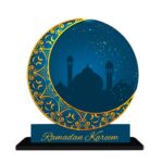 Ramadan Mubarak 3D Wooden Showpiece Table Decor, Islamic Festival Ornament, Eid Al-Fitr Holiday Decoration Items for Home, living room - Eid mubarak decoration items (RKM-29) - Image 2
