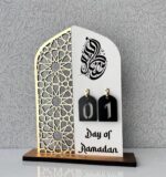 Ramadan Mubarak Calendar Decorations, 30-Day Countdown Calendar, Islamic Table Decor, Acrylic Material, 9 Inches Height - Image 2