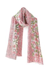 Ravaiyaa - Attitude is everything Hand Block Printed Cotton Long Stole Scarves Hijab Neck Wrap Scarf 71" X 21" Inch (Pink Floral) - Image 2