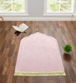 Rectangular Velvet Janamaz Mat | Prayer Mat/Meditation Janamaz for Namaz/Meditation Mat/Muslim| Size 70x110cm | Washable Soft Prayer Mat (Pink) - Image 2