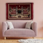 SAJJADAH ARTS Islamic Wall Hanging Tapestry | Makkah Madina Kaaba Sharif Prayer Cloth with Tassels | Velvet Polyester Woven Fabric | 26 x 43 cm Spiritual Wall Decor for Prayer Room Home Office | Gift;SAPRE-H26xL43CM-005 - Image 2