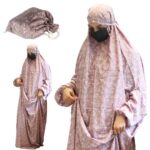 SAWB Islamic Prayer Dress for Women- Free Size, Muslim Dress with Hijab, Jilbab/Niskarakuppayam/Namaz Khimar/Prayer Clothes Niqab Khimar, Islamic Premium Prayer Clothes, Terry Rosa Floral Detailing - Image 2