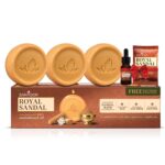 Santoor Royal Sandal Detan Pack | 3 Soaps (150g Each) + Free Serum (15ml) + Free Face Pack (20g) | 100% Sandalwood Oil & Powder | 3-Step Natural Detan | Reduces tan, Improves complexion, Even Skin Tone & Glow - Image 2