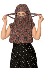 Scarf Face Cover Mask Sun Protection Hair,Head, Neck, Nose Safety Head Wrap Scarf For Women Girls Daily Use Dupatta Hijab Double Layer Cotton Printed Kalamkari - Image 2