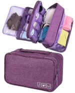 Seagull flight of fashion Polyester 3 Layer Lingerie Organizer Bag, Travel Pouch For Storage Of Bra, Underwear, Innerwear, Cosmetics, Toiletry For Women - 28 X 15 X 13 Cm - Purple - Image 2