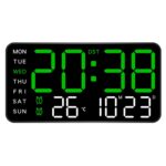 Sehaz Artworks Digital Alarm Clock for Living Room Stylish | Electric Digital Wall Clock for Hall |Alarm Clock for Heavy Sleepers | Alarm Clock for Bedroom |Table Clock for Home |Digital Watch - Green - Image 2