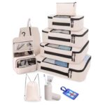 Set of 10 Packing Cubes with Luggage Tag and Toothbrush Holder, Travel Organizer Bags for Luggage, Suitcase Organizer for Clothes, Shoes, and Lingerie | Model 2.0 – Beige - Image 2