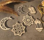 Set of 6 MDF Ramadan Mubarak Hanging Items Decoration|,Eid Decors,Ramadan Kareem Ramadan Decorations,Eid Gifts Islamic Table Decor Islamic Wall Art Ramadan Mubarak - Image 2