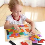 Seven Moon Wood Intelligence Wooden Tetris Puzzle Toy Colorful Brain Development & Educational Game for Kids (3+ Years), Montessori Logic Block Toy for Boys & Girls - Image 2