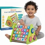 Shumee 5‑in‑1 Wooden STEM Activity Triangle for Kids | Learning Toy with Abacus, Alphabet, Numbers & Clock | Educational Montessori Toy | Gift for Toddlers | Abacus and Gear Cube | Toys for Babies - Image 2