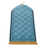Simple Solid Muslim Prayer Rug Velvet Embossed Turkish Prayer Carpet Portable Islam Prayer Mat for Kids Islamic Janamaz Great Ramadan Eid Gift Elegant Sajadah with Tassel Salat Rug 50x80cm - Image 2
