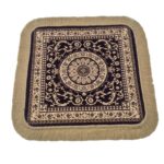 Soft Chenille Prayer Mat | 1.5x1.5 Feet Traditional Mandala Floral Pooja Aasan with Golden Fringes | Multipurpose Square Rug for Meditation, Yoga, Puja Room & Home (Pack of 1, Purple) - Image 2