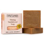 Soulflower Shining Sandalwood Soap For Daily Cleansing | Tan Removal & Skin Brightening Natural Bathing Bar For Hard Water With Ashwagandha, Tulsi, Neem & Shea Butter | Controls Acne & Pimples | 100g - Image 2