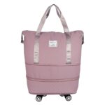 Storite Nylon 40 Cm Expandable Travel Duffle Bag for Women Luggage Bag with Wheels Waterproof Foldable Bag with Rolling Detachable Wheels- (Pink - 40 x 22 x 56 cm) - Image 2