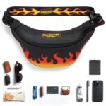 Supervek Pro Waist Bag for Men & Women – Lightweight Crossbody Waist Bag Chest Fanny Pack Pouch with Water Proof Zipper– Hip Belt Bag for Travel, Hiking, Festivals, Cycling & Outdoors- Lit Fire - Image 2