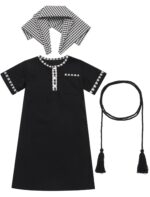 Toddler Muslim Baby Boys Prayer Clothes Kaftan Thobe Short Sleeve Ramadan Arabic Islamic Abaya Dubai Robe Head Scarf Rope Set - Image 2