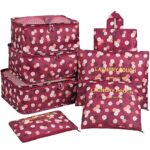 Travel Cubes,Mossio 7 Piece Compact Carry On Luggage Organizer Value Folders Travel Bag Wine Flower - Image 2