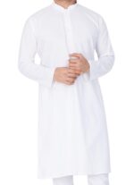 VASTRAMAY Men Super Soft Pure Cotton White Kurta – Comfortable Ethnic Wear for Eid, Holi, Weddings & Festivals – Classic Traditional Cotton Kurta for Men - Image 2