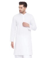 VASTRAMAY Men's White Cotton Kurta | Classic White Cotton Kurta | Ethnic Wear for Festivals, Weddings - Image 2