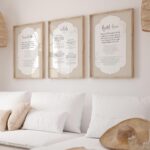 VIBBES Modern Islamic Wall Art Set of 3, Ayatal Kursi, 4 Qul, Surah Fatiha Digital Reprints, Framed Wall Paintings, Beige and White (Wooden Frame, Large - 20x14 Inch, Framed) - Image 2