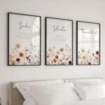VIBBES Sabr Shukr Tawakkul Islamic Wall Art, Floral Design, Set of 3 Framed Prints (Medium - 14x10 Inches, Black) - Image 2