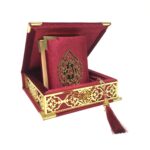 Velvet Covered Quran Tasbeeh Islamic Gift Set,Holy Quran Prayer Beads Wooden Gift Box,Islamic Birthday, Wedding Gift,Islam Graduation Gift,Muslim Gift Favor,Eid, Ramadan Gift Favor (Claret Red) - Image 2