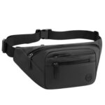Waist Bag for Men Women, Large Fanny Pack with Waterproof Pocket, Premium Stitching, Branded Zippers, Oxford Polyester Money Belt for Hiking Travel (Black) - Image 2
