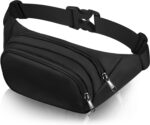 Waist Bags Pack Travel Handy Hiking Zip Pouch Document Money Phone Belt Sport Bag for Men and Women and Adult (Black) - Image 2