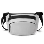 Waterproof Nylon Small Waist Bag for Men & Women | Convertible Crossbody Shoulder Bag with Adjustable Strap, 3 Pockets & Inner Divider | Stylish Travel Fanny Pack for Outdoor, Gym. (Light Grey) - Image 2