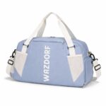 Wazdorf Nylon Travel Duffel Bag for Men & Women, Lightweight Waterproof Weekender with Shoe Compartment, Wet Dry Pocket, Luggage Strap, Phone Holder, Gym Bag for Men, Fitness, Yoga (Blue) - Image 2