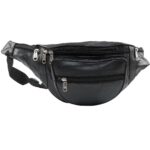 Weinbux Men's and Women's Ahram/EHRAM/Ihram Belt | Leather Waist Bag | Elegant Style Document Money Phone Belt | Adjustable Strap | Black | Free Size - Image 2