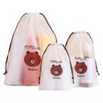 Wolpin Pack of 10 Pcs Shoe Bag Cover for Shoe Storage & Travelling Drawstring Bags Travel Pouch Large Waterproof, White Bear - Image 2