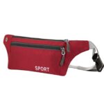 Wolpin Waist Bag for Men and Women Pack Travel Handy Hiking Running Zip Pouch Document Money Card Phone Earphone Belt Sport Bag Fitness Adjustable Strap (Red) - Image 2