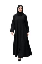 Women's Black Abaya with Hijab, Embroidered Sleeves, Modest Islamic Dress, Long Sleeve - Image 2