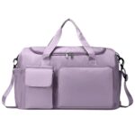 Zollyss Travel Duffel Bag with Shoes Compartment Sports Gym Bag with Dry Wet Separated Pocket for Men and Women, Overnight Bag Weekender Bag Training Handbag (Purple) - Image 2