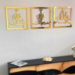 Incrizma Subhanallah Alhamdulillah Allahuakbar Triple Set Wooden/Acrylic Islamic Wall Decor, Tasbeeh Islamic Calligraphy Art, Room Decor Gift for Muslims at Ramadan Eid (30 cm, Gold) - Image 3