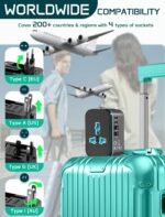 rts 5 in 1 Universal Charger Adapter PD20W, with 2 Type C 2 USB Port Universal Travel Adapter, Travel Essentials 2 USB-C 3.4A Worldwide International Universal Travel Adapter All in one Travel Plug - Image 4