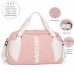 WAZDORF Duffle Bag for Travel, Waterproof Nylon Weekender Bag for Women & Men, Large Carry on Luggage with Shoe Compartment, Bottle Holder & 4 Storage Pockets, Versatile Shoulder Bag(51 x 22 x 26 cm) - Image 5
