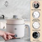 CPENSUS Mini multipurpose electric kettle with steamer 1.2 Liters inner pot Non-stick hotpot cooker for cooking hot water rice idli momos tea 600W Portable Travel - Image 6