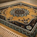 ROZY Velvet Prayer Mat/Aasan/Pooja Mat/Meditation Rectangular Shape Mat/Multipurpose Velvet Rug Mat 2 Ft X 2 Ft Floral Patterned(Yellow) - Image 3