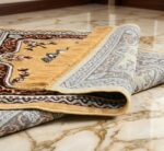 ROZY Velvet Prayer Mat/Aasan/Pooja Mat/Meditation Rectangular Shape Mat/Multipurpose Velvet Rug Mat 2 Ft X 2 Ft Floral Patterned(Yellow) - Image 4