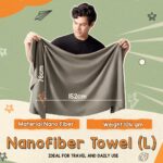 TRAVEL LIKES ME Bath Towel - Quick Dry for Men & Women, Premium Light Weight, Super Absorbent, Soft Thin Smooth Bathing Cloth for Travel, Swiming and Beach, Naonofiber (Feldgrau Green, 76 * 152 cm) - Image 3