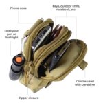 Military Camouflage Tactical Waist Pouch Mobile Phone Holder for Men with Dual Zipper Compartments and Belt Loop Holster for Outdoor Hiking (Pack of 1) - Image 3