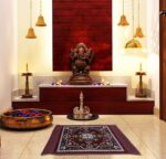Kuber Industries 4 Pieces Velvet Prayer Mat/Aasan/Pooja Mat/Meditation Mat/Multipurpose Velvet Rug Mat 2 Ft X 2 Ft (Brown & Red) CTKTC33975, Standard - Image 3