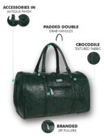Fur Jaden Green Textured Leatherette Stylish & Spacious Weekender Duffle Bag for Travel for Men and Women - Image 3