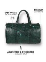 Fur Jaden Green Textured Leatherette Stylish & Spacious Weekender Duffle Bag for Travel for Men and Women - Image 4