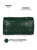 Fur Jaden Green Textured Leatherette Stylish & Spacious Weekender Duffle Bag for Travel for Men and Women - Image 6